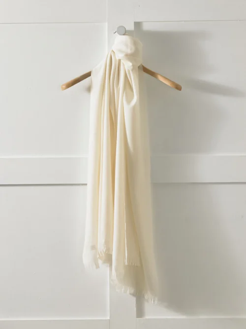 A Light Touch 100% Merino Wool Stole - Cream